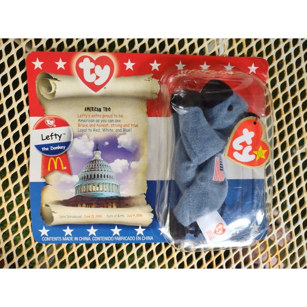 McDonalds TY Lefty the Donkey Beanie Baby Plush Bear American Trio Happy Meal